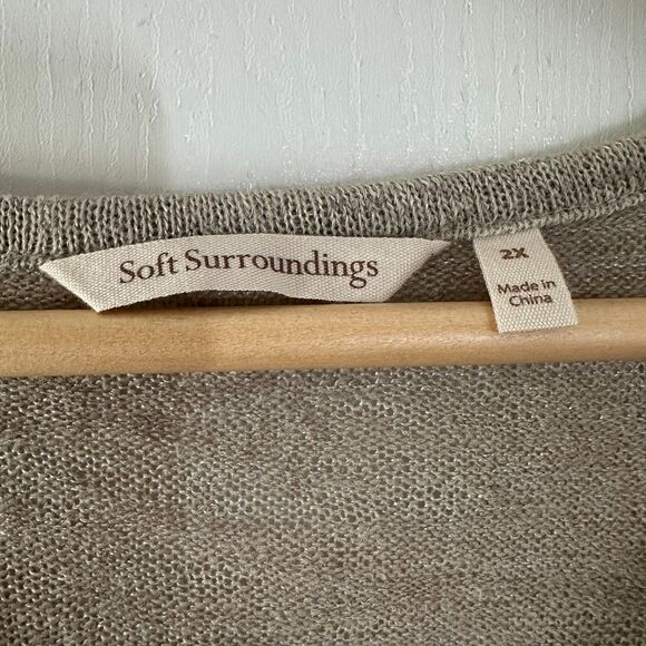 Soft Surroundings Womens Tan Valentina Zip Sweatshirt Top Half Zip Size Plus 2X - Picture 6 of 7